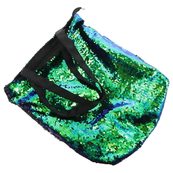 Black Sequin Shoulder Bag for Women Large Capacity Fashion Tote 1 Piece Polyester