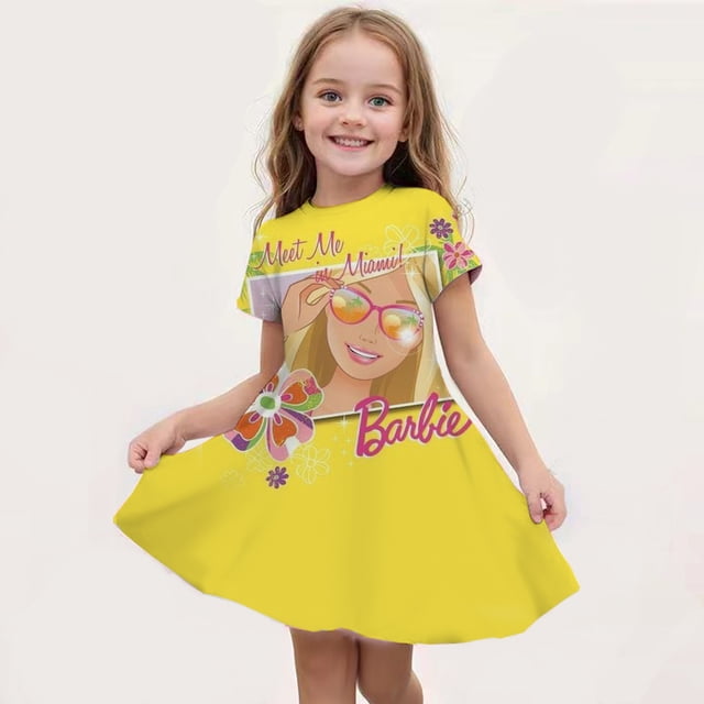 Nouveau Kawaii Barbie Pyjamas pour Enfants Fille Anime Doux Robe d'Été à Manches Courtes pour Bébé