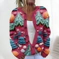 thumbnail image 1 of LOVZFMLL Cardigan pour Femmes Décontracté de Noël Imprimé Cardigan Tricoté Veste à Boutons Manteau, 1 of 5