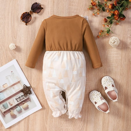 

Gubotare Baby Bodysuit Winter Baby Girls Ruffle Romper Jumpsuit Bodysuit Headband Summer Clothes Outifis Brown 0-3 Months