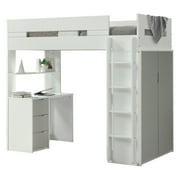 ACME Nerice Wooden Frame Twin Storage Loft Bed in White and Gray