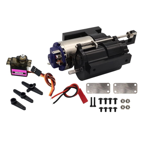 Bunblic 1/12 RC Car Gearbox Transmission Gearbox with Servo Motor RC Model Vehicle Parts for C24,Gas,D90 91 96 98 99S Vehicle Buggies black
