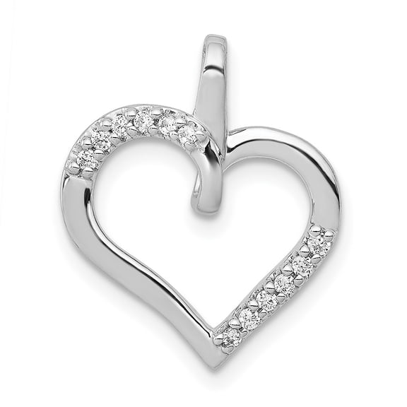 Finest Gold 14K White Gold 0.1CT Diamond Heart Pendant
