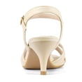 thumbnail image 2 of BLISSFUL STEP Women's Shoes Kitten Heel Open Toe Cross Straps Adjustable Ankle Strap Sandals Beige 9.5, 2 of 8