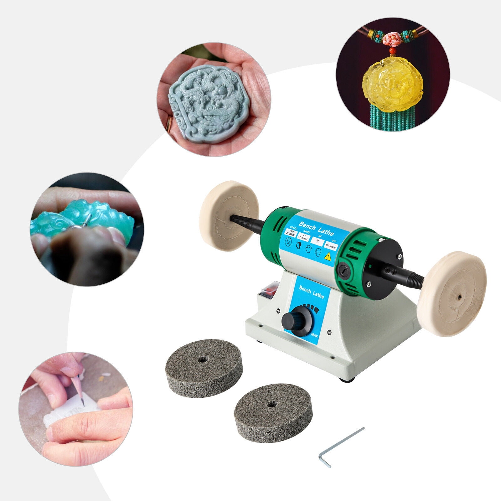Portable 320W Jewelry Polisher Bench Grinder Watch Gem Buffing Machine Variable Speed