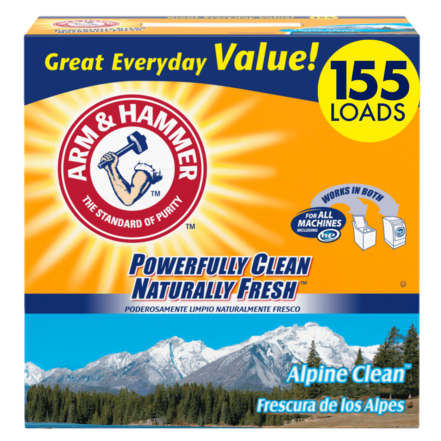 Arm & Hammer Powder Laundry Detergent, Alpine Clean, 155 loads
