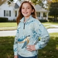 thumbnail image 4 of Xoenoiee Turtle Jellyfish Coral Print Girls Athletic Half Zip Sweatshirt, Lightweight Pullover Long Sleeve Workout Top for Running Hiking, Fall Winter Clothes, Size 9-10 Years, 4 of 7