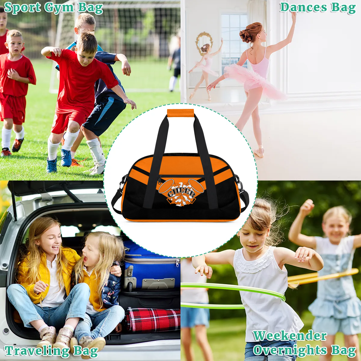 Qzjjjmy Cheer Dancing Bags for Girls Cheerleading Bag Weekender Bag