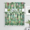 thumbnail image 2 of 3 PCS Kitchen Curtains Set with Cactus & Succulent Print - Semi-Sheer Farmhouse Window Panels with Valance (54x18 + 2x27.5x36 Inch), 2 of 6
