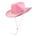 thumbnail image 2 of Glitter Cowboy Hat Classic Western Rhinestone Cowgirl Hat Outdoor Wide Brim Retro Felt Fedora Hats Rolled up Caps Pink One Size, 2 of 3