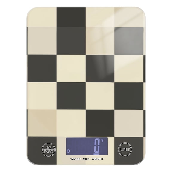 Checkerboard Pattern Food Scale Digital Kitchen Scale Waterproof Tempered Glass Tare Function 11 lb for Baking Cooking Meal Prep