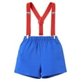 thumbnail image 5 of FYMNSI Baby Boy 1st Birthday Outfits Bow Tie Romper Shorts Adjustable Y Back Suspenders Set with Crown Infant Cake Smash Photo Shoot Clothes, 5 of 10