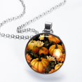 thumbnail image 2 of Thanksgiving Pumpkin Glass Design Circular Pendant Necklace, 2 of 5