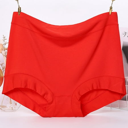 Instant Savings: Pantys para Mujer  Ropa Interior de Mujer Bikini  Women s Solid High Waist Tummy Controlling Warm Underwear Sexy Underwear Briefs SOPATENOR Red 2XL