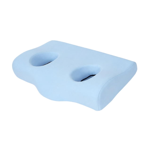 Almohada para perforaciones orejas, ideal para usar con auriculares y pendientes. Transpirable, ergonómica, para dormitorio y hogar. Cojín cervical Azul