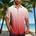 thumbnail image 2 of Sentmoon Tenues de Voyage Surdimensionnées Col Rabattu Manches Courtes Extensible Décontracté Hauts pour Hommes Chemise Hawaïenne Dégradée Tendance pour Course Ou Jogging Rouge G, 2 of 7