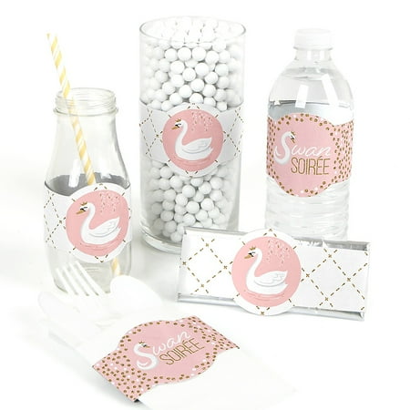 Sexy Slang Party Game - Swan Soiree - DIY Party Supplies - White Swan Baby Shower or Birthday Party DIY Wrapper Favors and Decorations - Set of 15