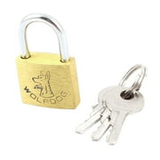 Unique Bargains Family Office Door Solid Chain Gate Lock Brass Padlock w 3 Keys