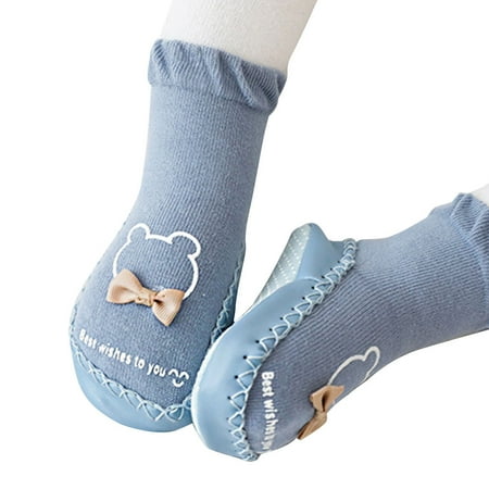 

Toddler Newborn Baby Slippers Floor Socks with Grips Cartoon Bear Infant Warm Anti Slip Hosiery Short Tube Footwear