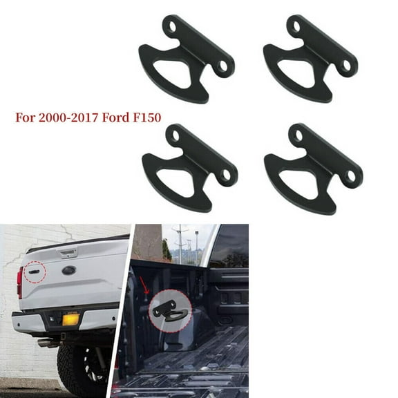 WEISIPU 4Pcs Truck Bed Tie Down Hooks Tool Set Compatible for 2000-2017 Ford F150 Black