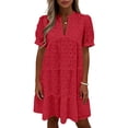 thumbnail image 6 of New Plus Size Dresses for Women Summer Fashion Solid Short Sleeve V-Neck Lace Lightweight Maxi Wedding Guest Dresses, 6 of 8