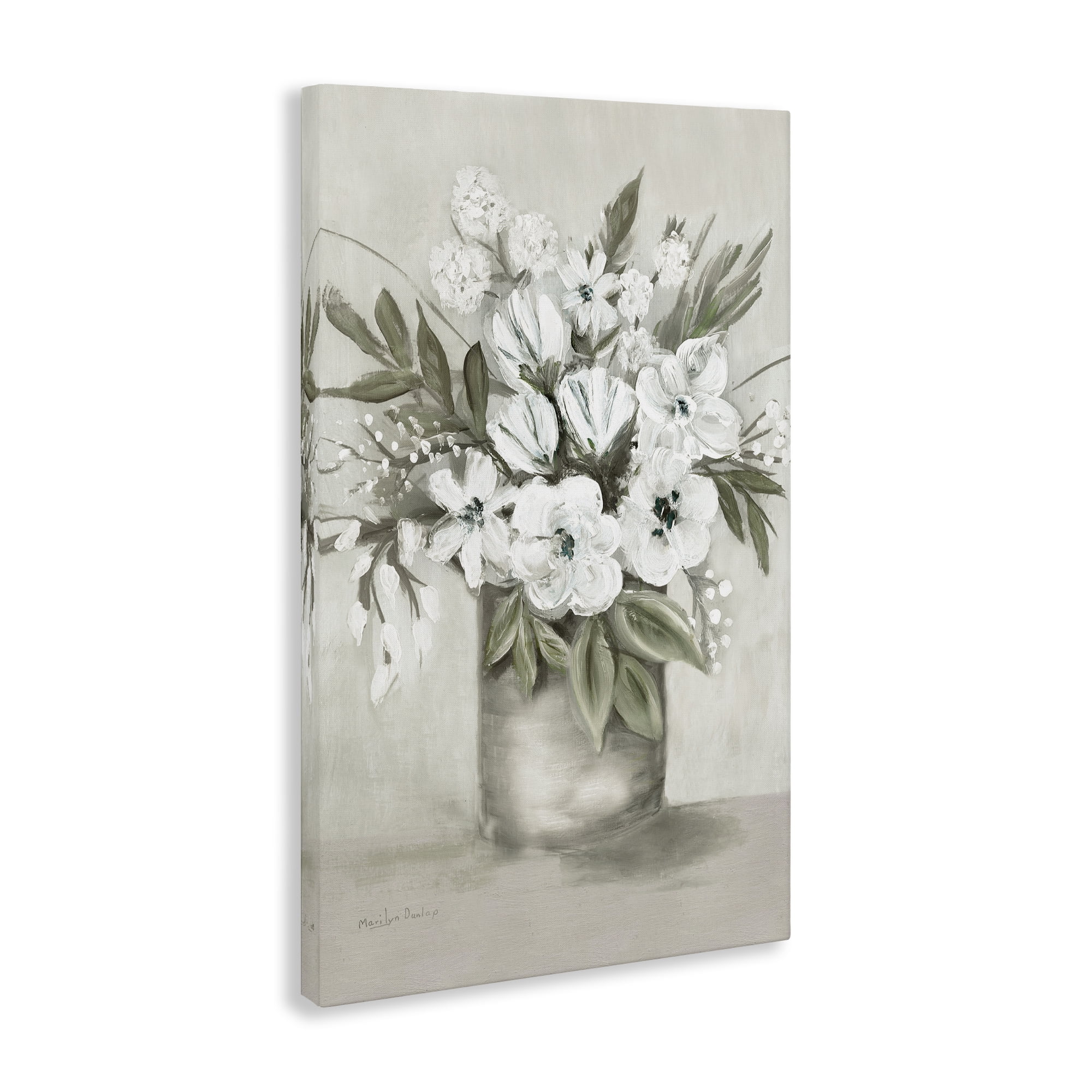 Stupell Industries Mixed White Flowers Plants & Flowers Painting Wrapped Canvas Art Print Wall Art, 24 x 36