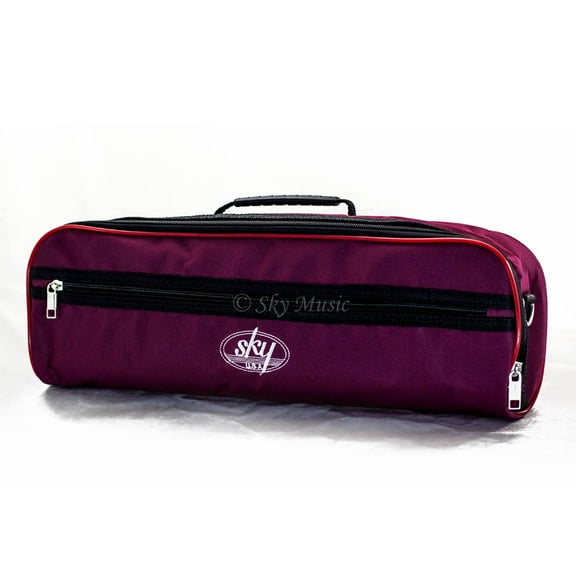 Sky Brand New C Flute Hard Case Cover w Side Pocket/Handle/Strap Burgundy Color