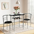 thumbnail image 2 of Topbuy 3 PCS Kitchen Dining Set Compact Bistro Pub 2 Chairs & Table Silver&Black, 2 of 7