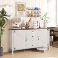 thumbnail image 2 of HOMCOM 59" Farmhouse Sideboard Buffet Cabinet with 2 Barn Doors, White, 2 of 10