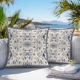 thumbnail image 5 of Waterproof Throw Pillow Covers Set of 2, 18x18 Inch Boho Ethnic Decorative Pillowcases Outdoor Pillow Slip Cushion Covers Set for Couch Tent Vintage Shabby Southwest Floral Motifs, 5 of 7