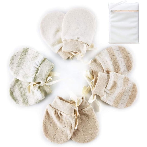 Organic Baby Mittens Newborn Glove No Scratch for Infants Unisex 4 Pairs Soft
