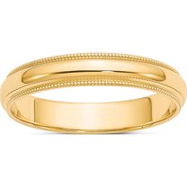 14K Yellow Gold 4mm Milgrain Half-Round Wedding Band (Size 9.5) Made In United States m040-9.5