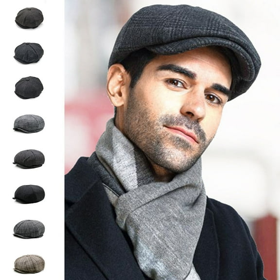 SGFCWSX Beret Hat Men,Duckbill Hat Winter Plush Retro Golf Beret Hat Navy Free Size