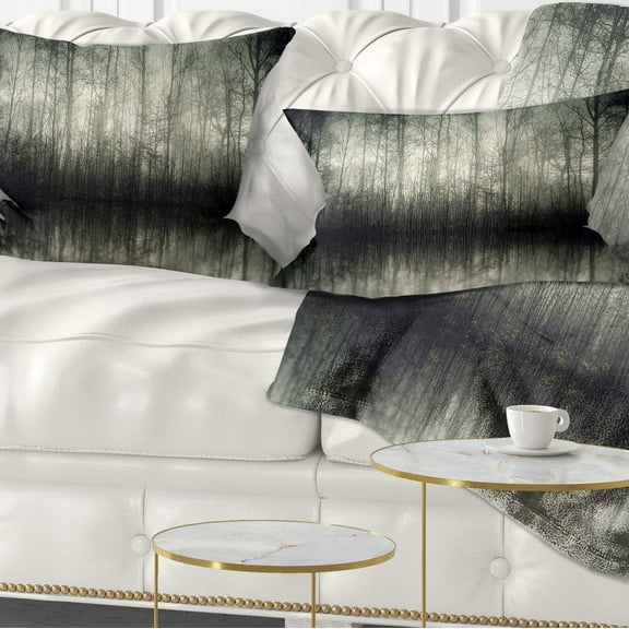 Designart Beautiful Gray Forest in Germany - Landscape Photography Throw Pillow - 12x20