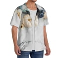 thumbnail image 4 of Sigee Pumpkin And White Marble Print Men's Shirts Casual Button Down Short Sleeve Summer Beach Shirt Hawaiian Vacation Shirts Tee Shirt-Medium, 4 of 7