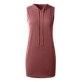 thumbnail image 3 of ERkkoi Plus Size Womens Summer Dresses Casual Soli Drawstring Sleeveless Hooded Sundresses For Women A L, 3 of 6