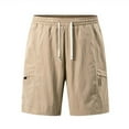 thumbnail image 2 of Mens Shorts Clearance Solid Color Loose Fit Straight-Leg Cargo Shorts Khaki XL, 2 of 6