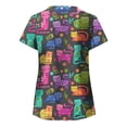 thumbnail image 5 of Pntutb Mujeres de manga corta con cuello en V Uniforme de trabajo Estampado Ropa de trabajo Blusas Jersey Camisetas tops Pntutb Pntutb-5956, 5 of 5