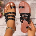thumbnail image 2 of Zapatillas de Suela Suave Zapatillas de Playa Planas de Color Sólido de Moda con Hebilla de Metal para Zapatillas de Verano de las Mujeres, 2 of 9