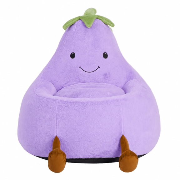 CONCETTA 24in Bean Bag Chair, Soft Faux Rabbit Fur Fabric, Cute Eggplant Lazy Chair for Kids, Living Rooms, Purple