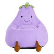 CONCETTA 24in Bean Bag Chair, Soft Faux Rabbit Fur Fabric, Cute Eggplant Lazy Chair for Kids, Living Rooms, Purple