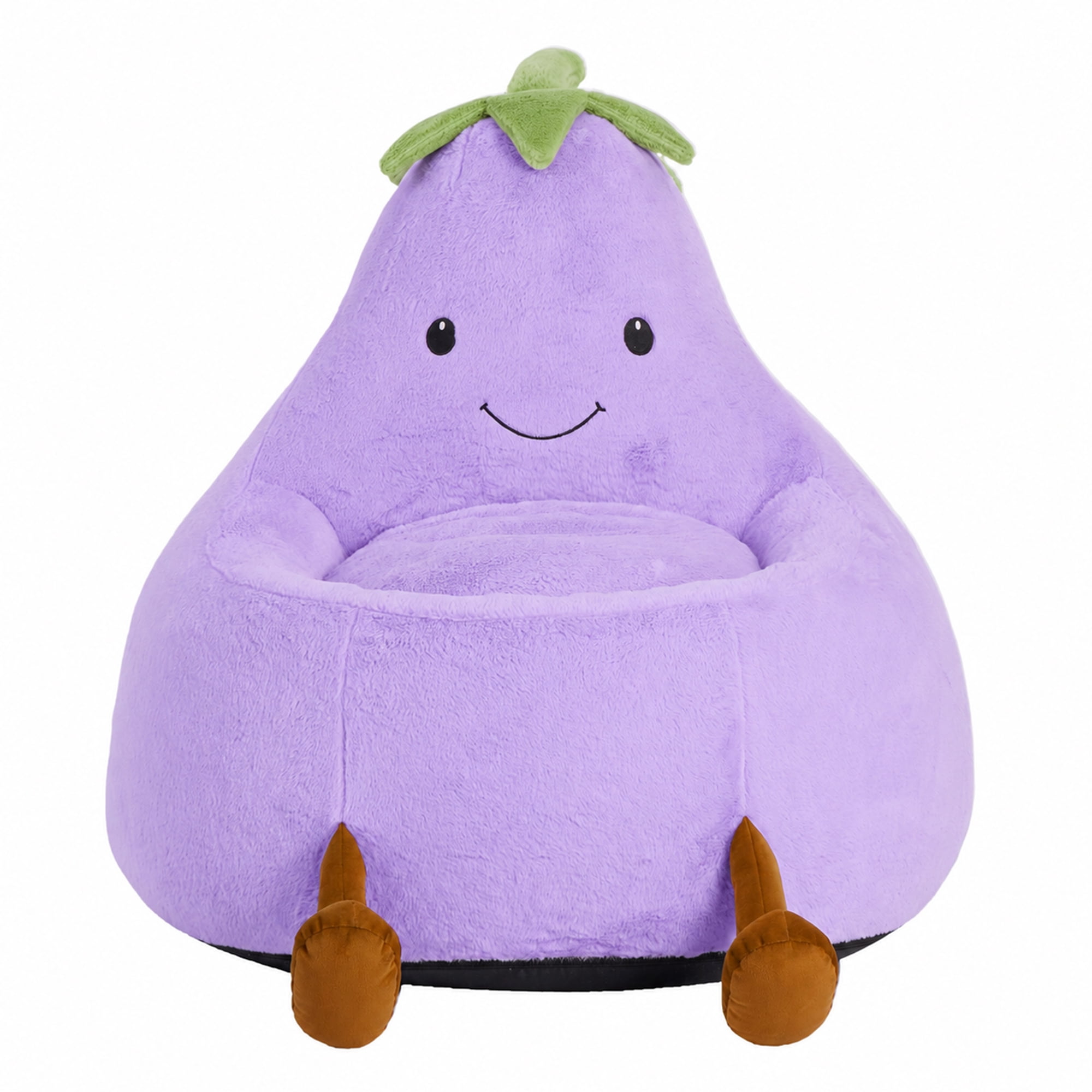 CONCETTA 24in Bean Bag Chair, Soft Faux Rabbit Fur Fabric, Cute Eggplant Lazy Chair for Kids, Living Rooms, Purple