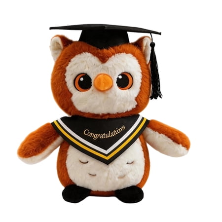 Graduation Owl Stuffed Animals Plush Toys 9 Graduation Owl Plush Soft Toys PhD Graduation Gifts for Her Him Class of 2026 PhD Plushie with Black Cap (Yellow)