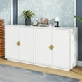 thumbnail image 4 of Buffet Sideboard, Atumon Accent Cabinet with 4 Doors, Farmhouse Buffet Cabinet with Adjustable Shelves, Wood Storage Cabinet Furniture for Kitchen Dining Room Living Room, 60"L x 15"W x 30"H, White, 4 of 10