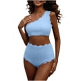 thumbnail image 1 of Ltctricy Bikini Sets for Women off One Shoulder Full Coverage Scalloped Trim High Waisted Bathing Suits Two Piece Swimsuits, 1 of 7