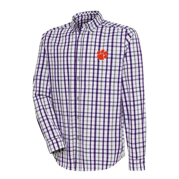 Men's Antigua  Purple/Gray Clemson Tigers Tending 2 Button-Down Long Sleeve Shirt