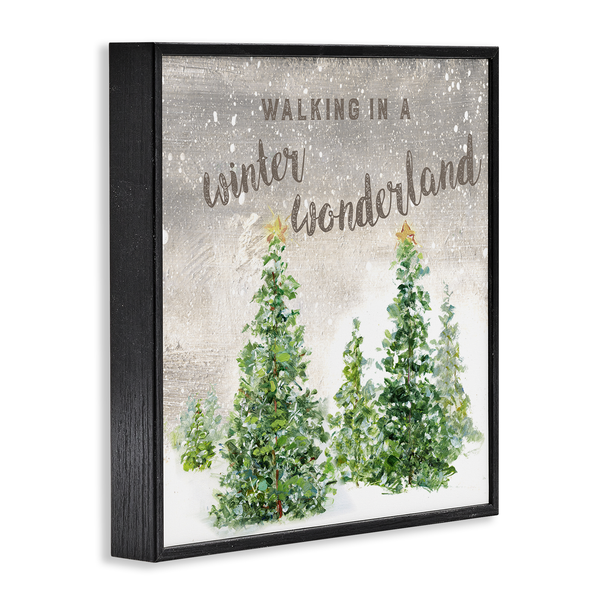 Stupell Industries Winter Wonderland Trees Holiday Painting Black Framed Art Prints Wall Art, 24 x 24