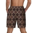 thumbnail image 4 of Uemuo Brown Gold Grid Pattern Mens Swim Trunks Quick Dry Board Shorts with Mesh Lining, Stretch Beach Shorts Quick Dry No-Chafing Board Shorts-Small, 4 of 9