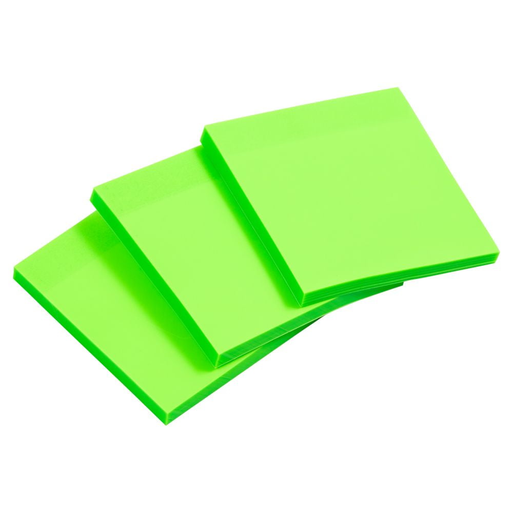 JAM Paper Transparent Sticky Note Pad, Green, 3 x 3, 300 Sheets/Pack