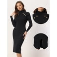thumbnail image 2 of Vestido de Punto con Cuello Alto para Mujer Vestido Elegante de Invierno de Manga Larga para Mujer Negro L, 2 of 6